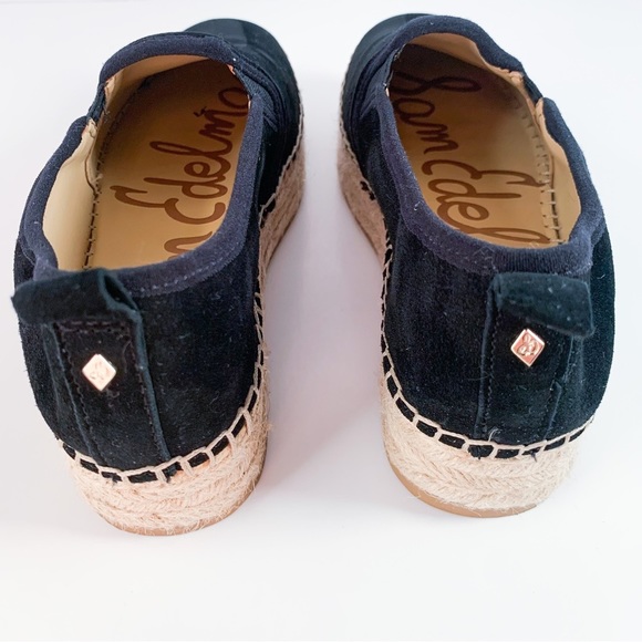 Sam Edelman Carrin Espadrille Platform Flats in Black Suede Leather Size 7 - Picture 9 of 15